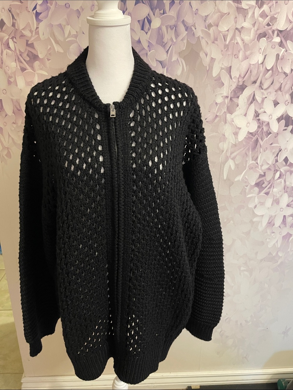 Love Moschino Black Wool Knit Zip Cardigan-size 44(EU)